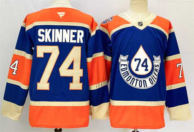 Mens Edmonton Oilers #74 Stuart Skinner Royal 2024-25 Heritage Classic Primegreen Stitched Jersey